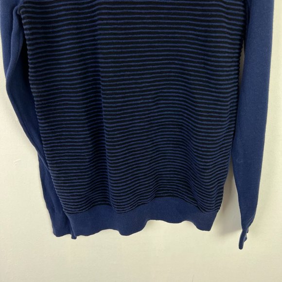 NWT 14th & Union Textured Stripe Crewneck Sweater Navy Blue Size Medium M NEW - Picture 3 of 9